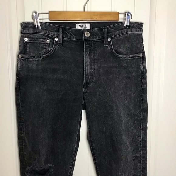 Agolde High Rise Distressed Black Jeans Size 32. - Picture 3 of 11